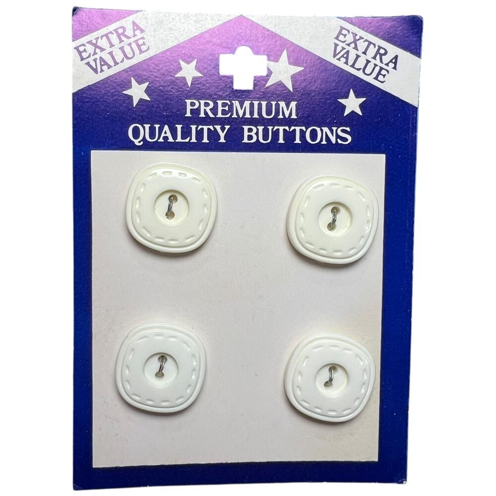 Retro Ivory Decorative Buttons Deadstock Sewing Notions 4pc Card